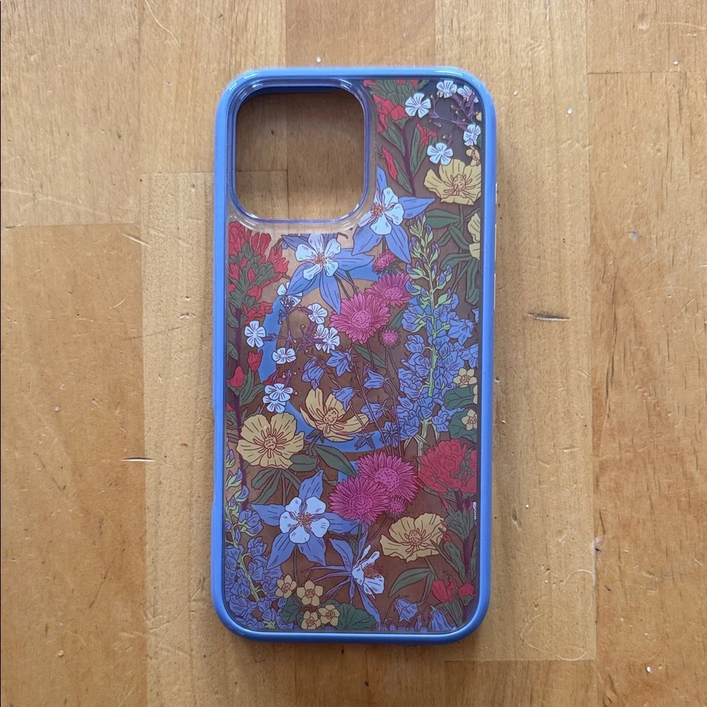 Floral Pattern Phone Case - Blue and Multicolor 16 ProMax
